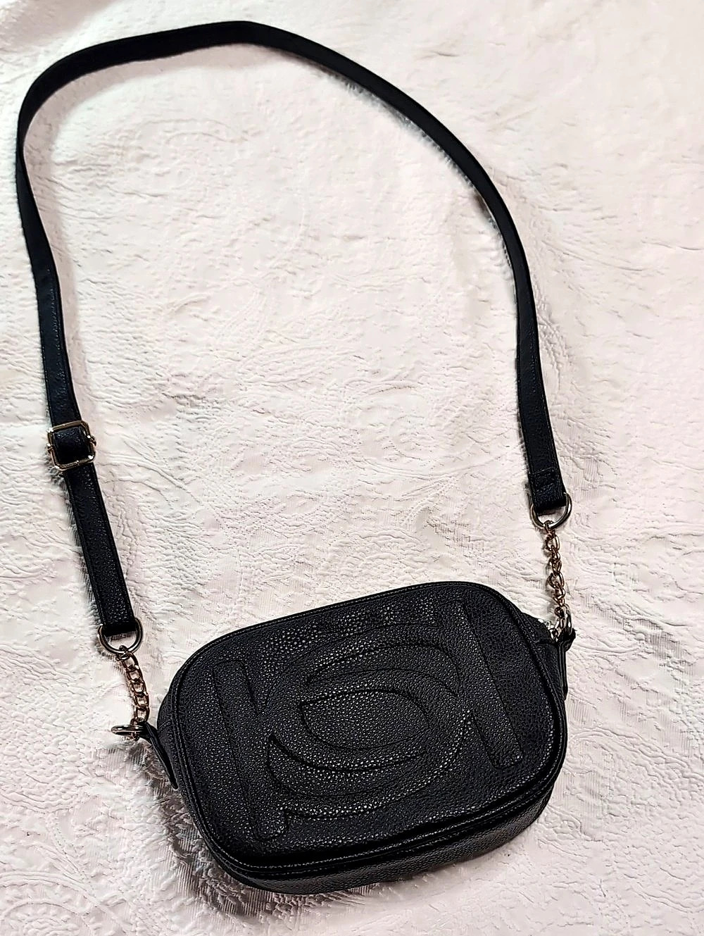 Bebe Black Leather-Look Mini Crossbody Bag